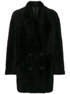 Sprung Frères Double-breasted Shearling Coat - Black