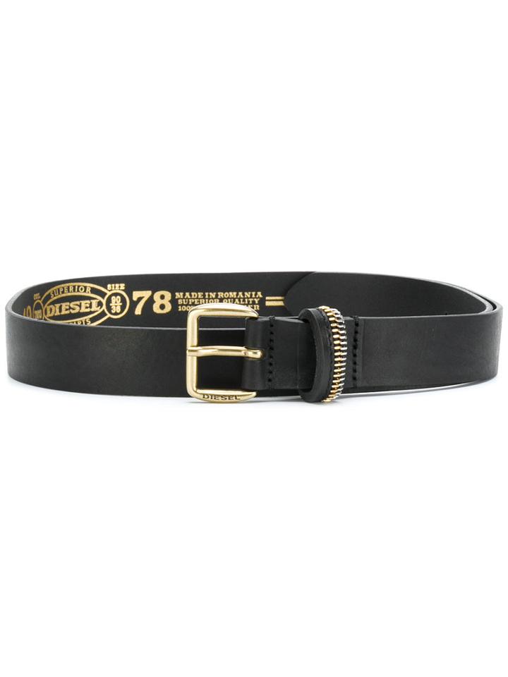 Diesel - Zip Detail Belt - Women - Calf Leather - 95, Black, Calf Leather