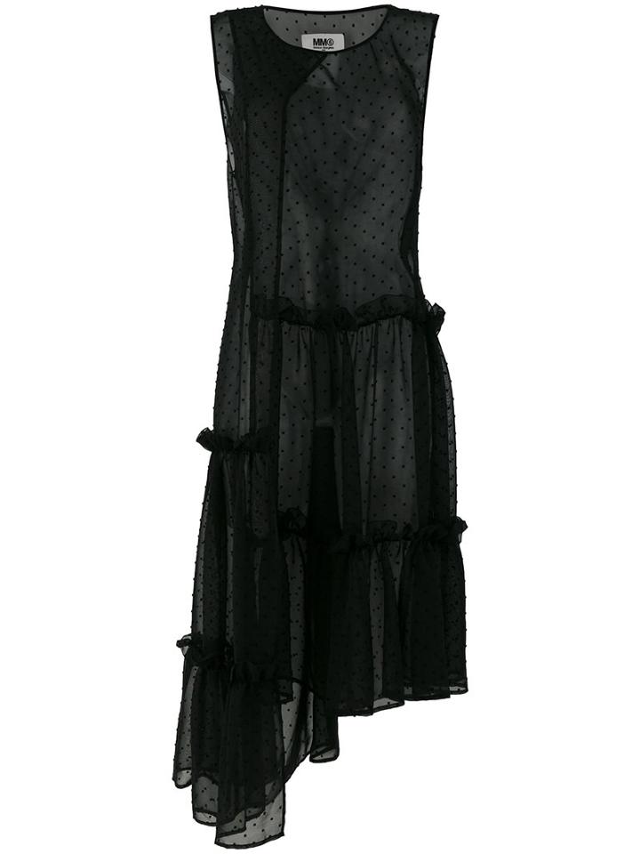 Mm6 Maison Margiela - Asymmetric Tulle Tunic - Women - Polyester - 40, Black, Polyester