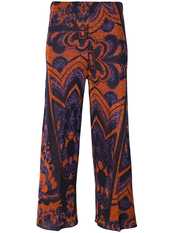 Circus Hotel Printed Cropped Trousers - Pink & Purple