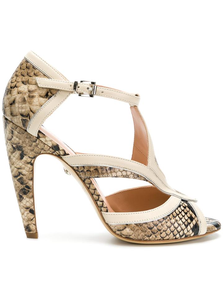 Just Cavalli Snakeskin Effect Sandals - Nude & Neutrals