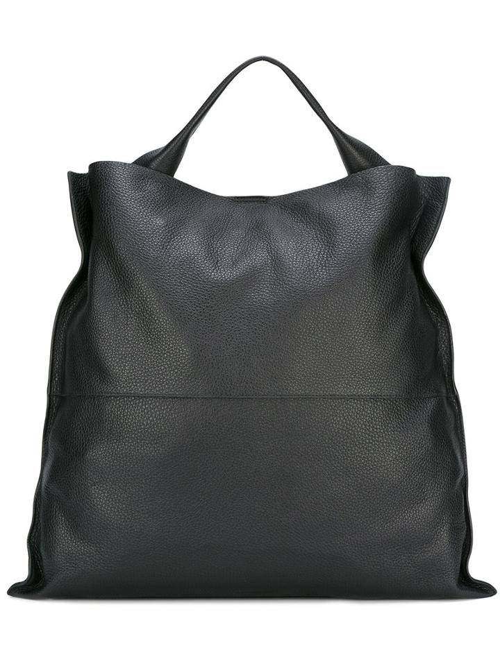 Jil Sander Square Single Handle Tote, Women's, Black, Leather