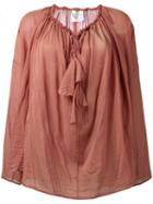 Forte Forte - Drawstring Neck Blouse - Women - Silk/cotton - 00, Nude/neutrals, Silk/cotton