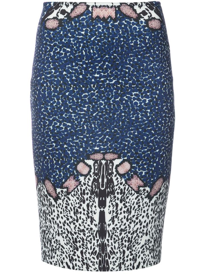 Yigal Azrouel - Abstract Leopard Print Skirt - Women - Spandex/elastane - 8, Blue, Spandex/elastane