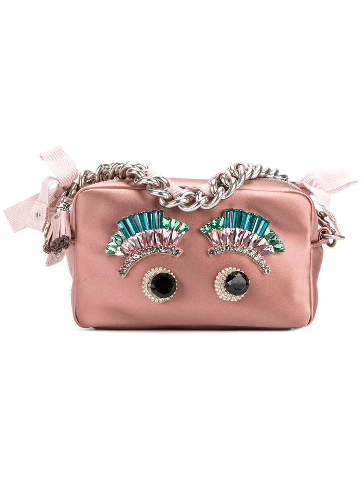Anya Hindmarch Eyes Chain Clutch Bag - Pink & Purple
