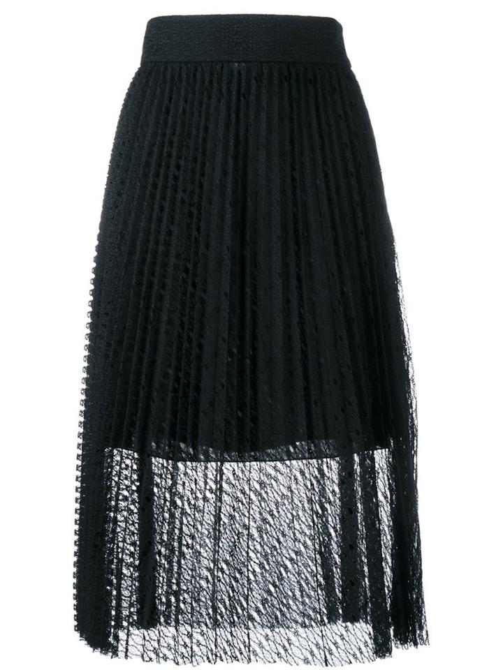 Philosophy Di Lorenzo Serafini Pleated Layered Sheer Skirt, Women's, Size: 42, Black, Polyamide/polyester/other Fibers