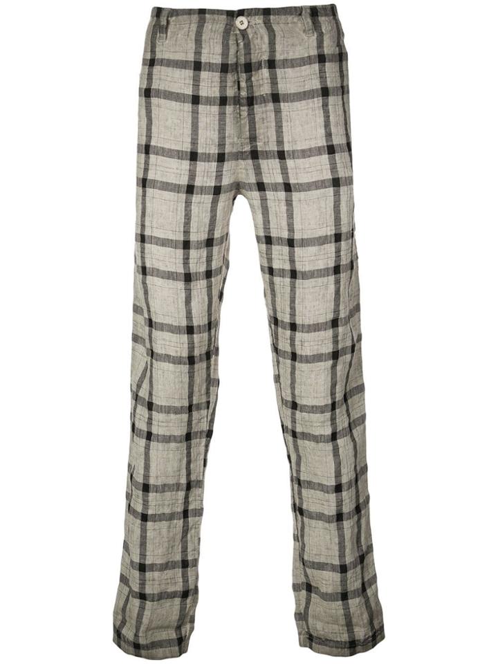 Transit Checked Straight-leg Trousers - Grey