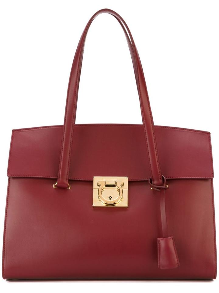 Salvatore Ferragamo Gancio Lock Tote, Women's, Red, Calf Leather