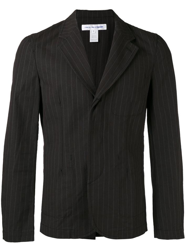 Comme Des Garçons Shirt Pinstriped Blazer, Men's, Size: Large, Black, Cotton