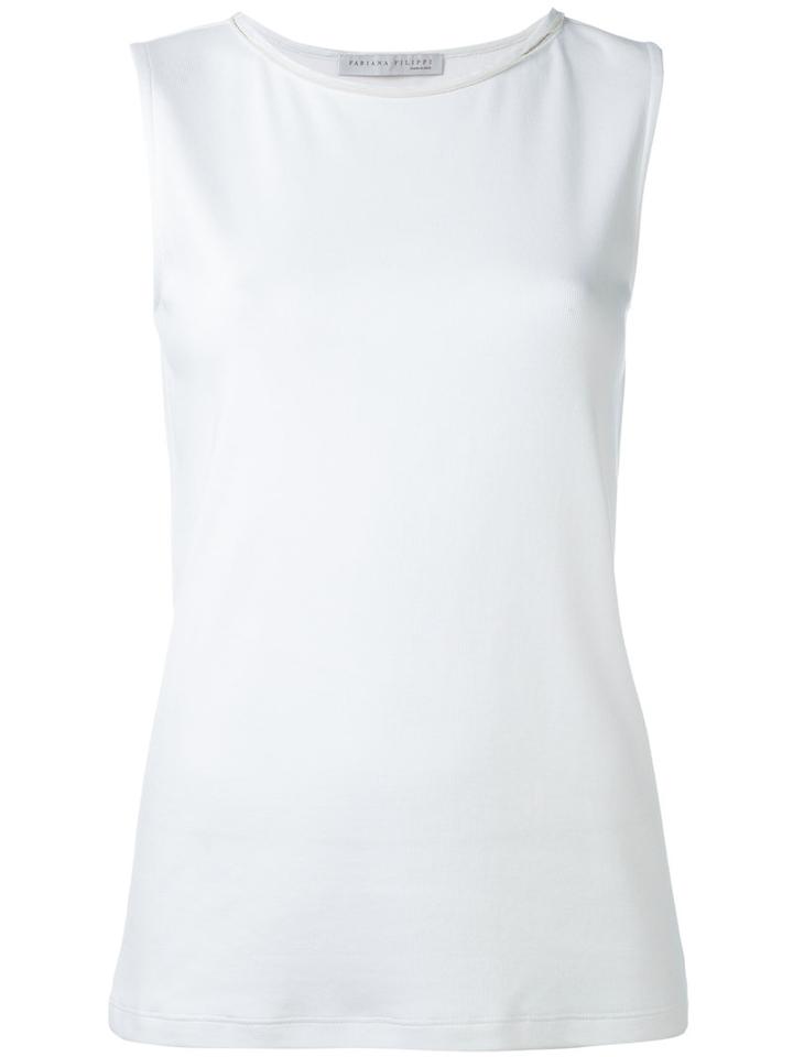 Fabiana Filippi - Plain Sleeveless Top - Women - Cotton/spandex/elastane - 42, White, Cotton/spandex/elastane