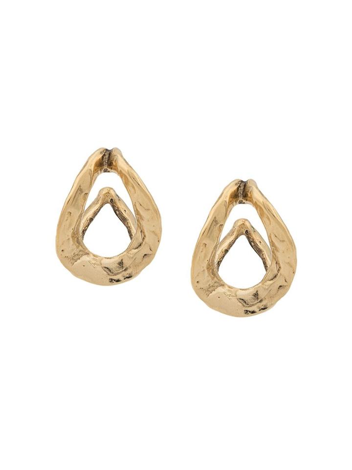 Goossens Curved Hammered Earrings - Gold