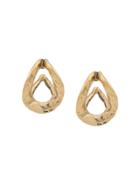 Goossens Curved Hammered Earrings - Gold