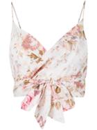 Zimmermann 'gemma' Floral Wrap Top, Women's, Size: 1, White, Cotton