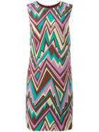 M Missoni - Zig-zag Print Shift Dress - Women - Silk/polyester - 40, Women's, Red, Silk/polyester