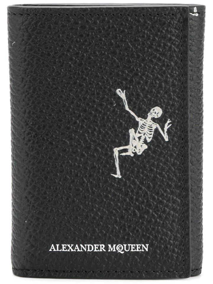 Alexander Mcqueen Dancing Skeleton Print Tri-fold Wallet - Black