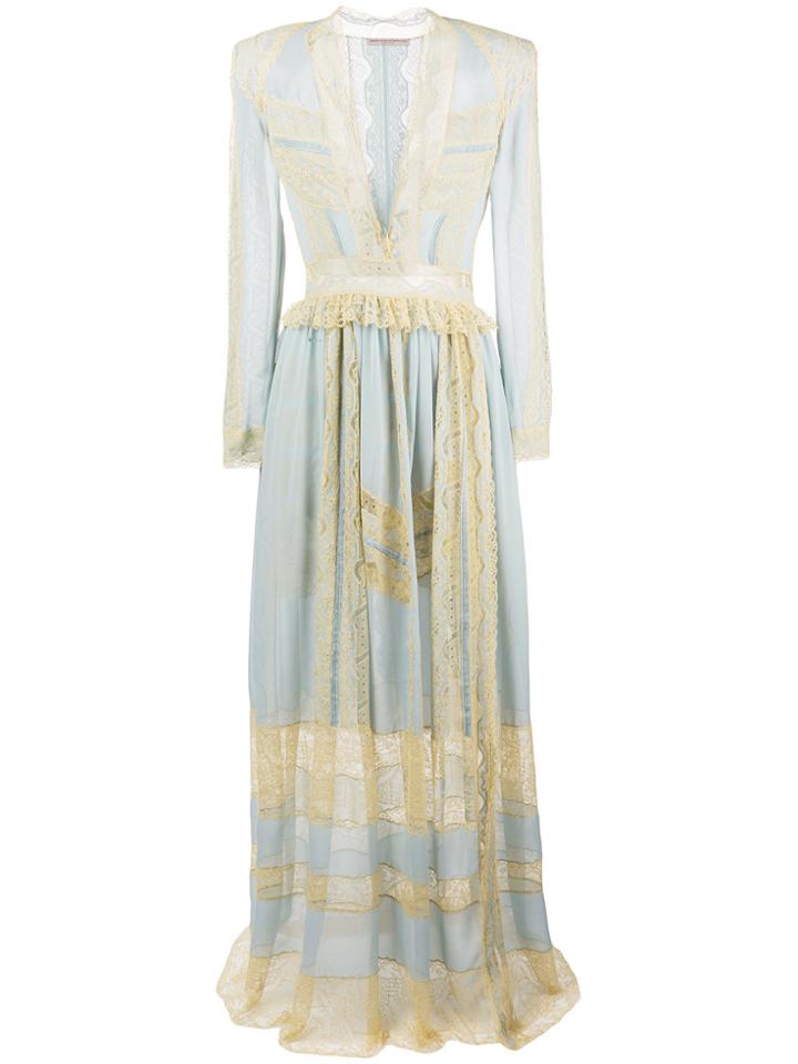 Ermanno Scervino Lace Pattern Empire Dress - Blue