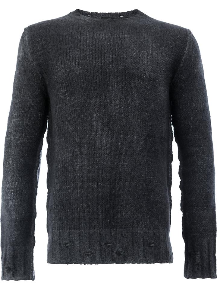 Avant Toi Distressed Jumper - Black