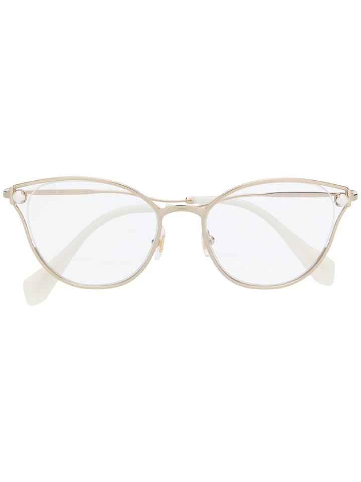 Miu Miu Eyewear Cat-eye Shaped Glasses - Gold