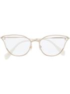 Miu Miu Eyewear Cat-eye Shaped Glasses - Gold