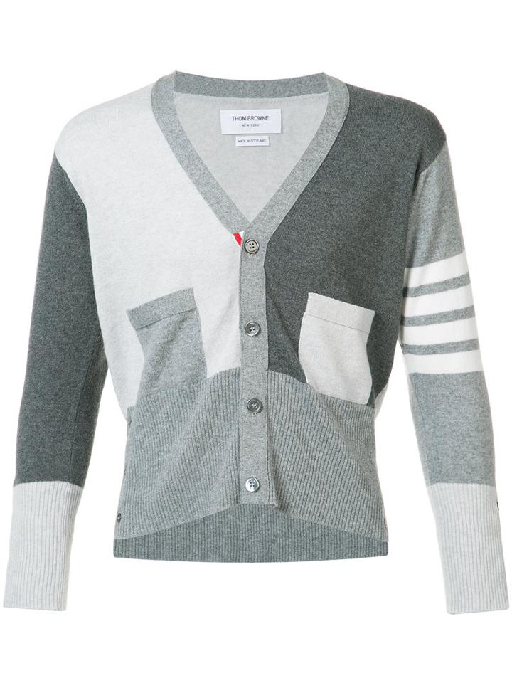 Thom Browne Buttoned Detail Cardigan, Men's, Size: 2, Grey, Cashmere