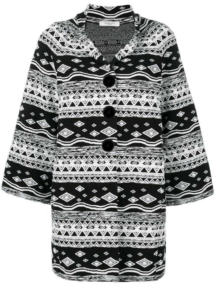 Charlott Patterned Oversized Coat - White