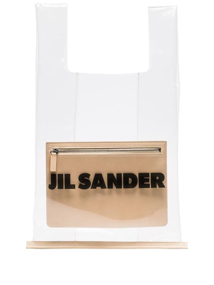 Jil Sander Market Transparent Logo Pvc Tote Bag - Neutrals