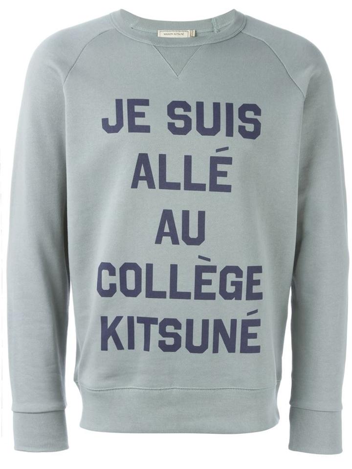 Maison Kitsuné Print Sweatshirt, Men's, Size: Xs, Grey, Cotton