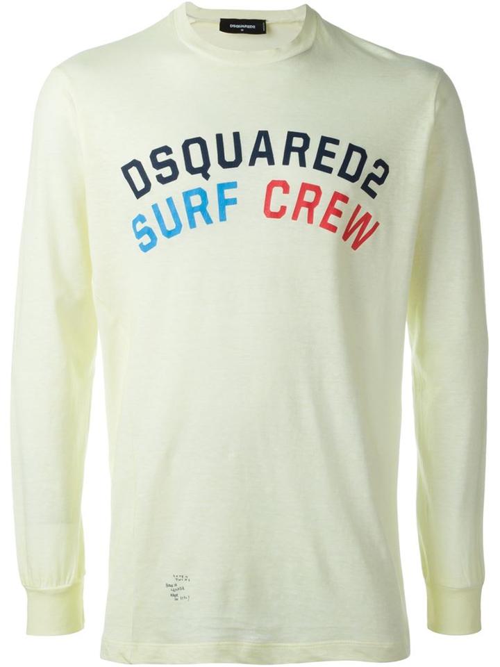 Dsquared2 Surf Crew Sweatshirt, Men's, Size: M, Yellow/orange, Cotton/linen/flax