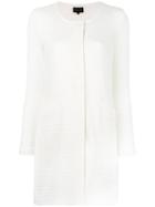 Emporio Armani Collarless Single Breasted Coat, Women's, Size: 38, White, Polyester/spandex/elastane/cotton