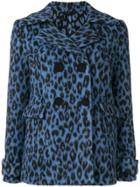 Ermanno Scervino Leopard Print Double Breasted Jacket - Blue