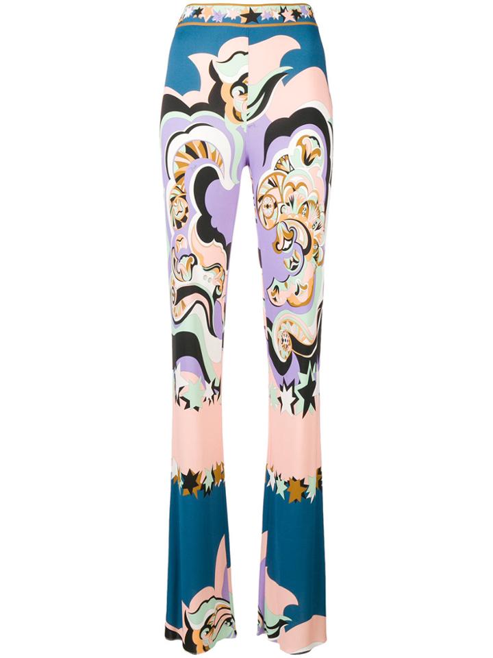 Emilio Pucci Abstract Print Bootcut Trousers - Multicolour