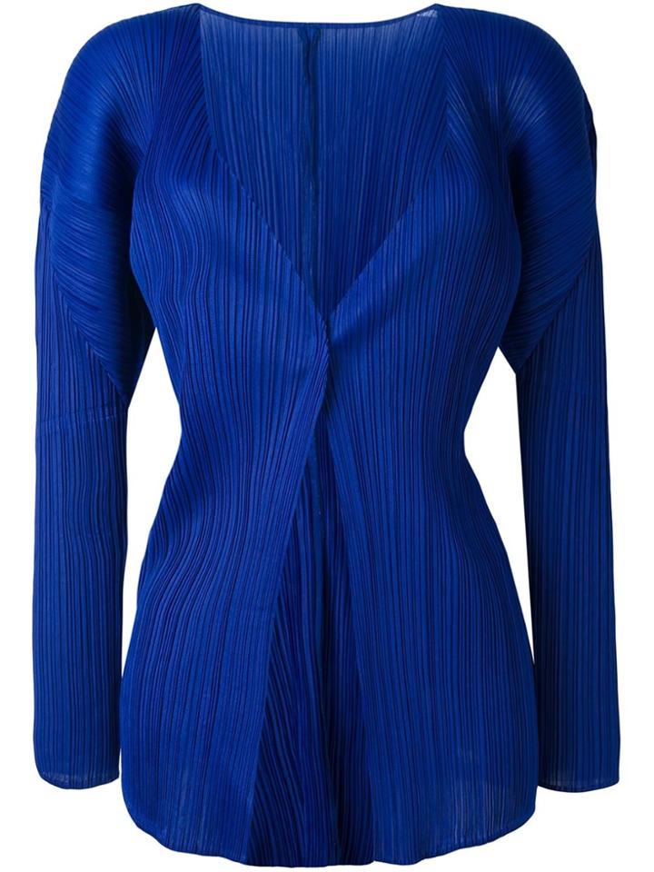 Issey Miyake Vintage Pleated Cardigan - Blue
