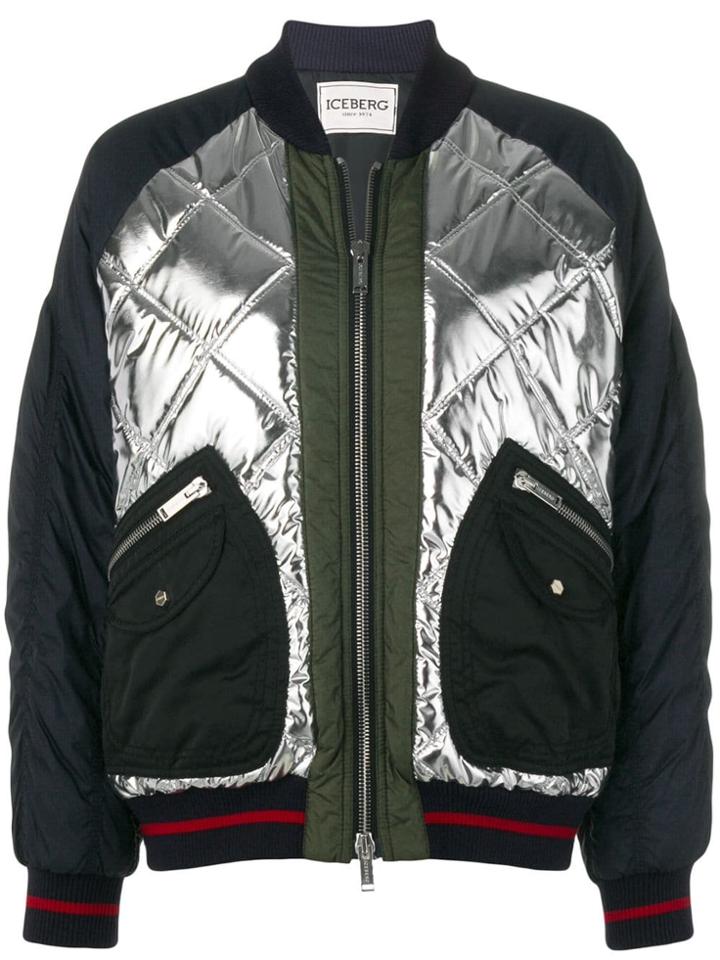 Iceberg Quilted Bomber Jacket - Blue