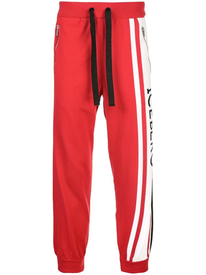 Iceberg Side-stripe Drawstring Trousers - Red