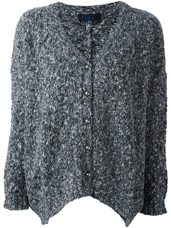 Twin-set Flocked Classic Cardigan, Women's, Size: Xl, Grey, Cotton/acrylic/polyamide/wool