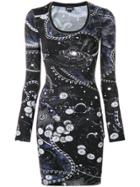 Just Cavalli Solar System Print Bodycon Dress - Black