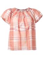 Ulla Johnson Off-shoulder Plaid Blouse, Women's, Size: 4, Pink/purple, Cotton