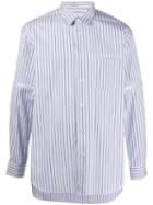 Comme Des Garçons Shirt Striped Zipped Shirt - Blue