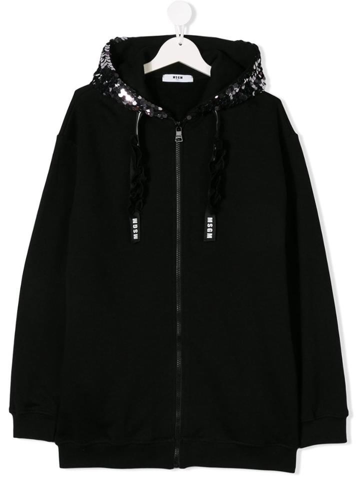 Msgm Kids Teen Sequin Hoodie - Black