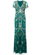 Aidan Mattox Embellished V-neck Dress - Green
