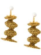 Lucy Folk Concertina Thread Earrings - Metallic