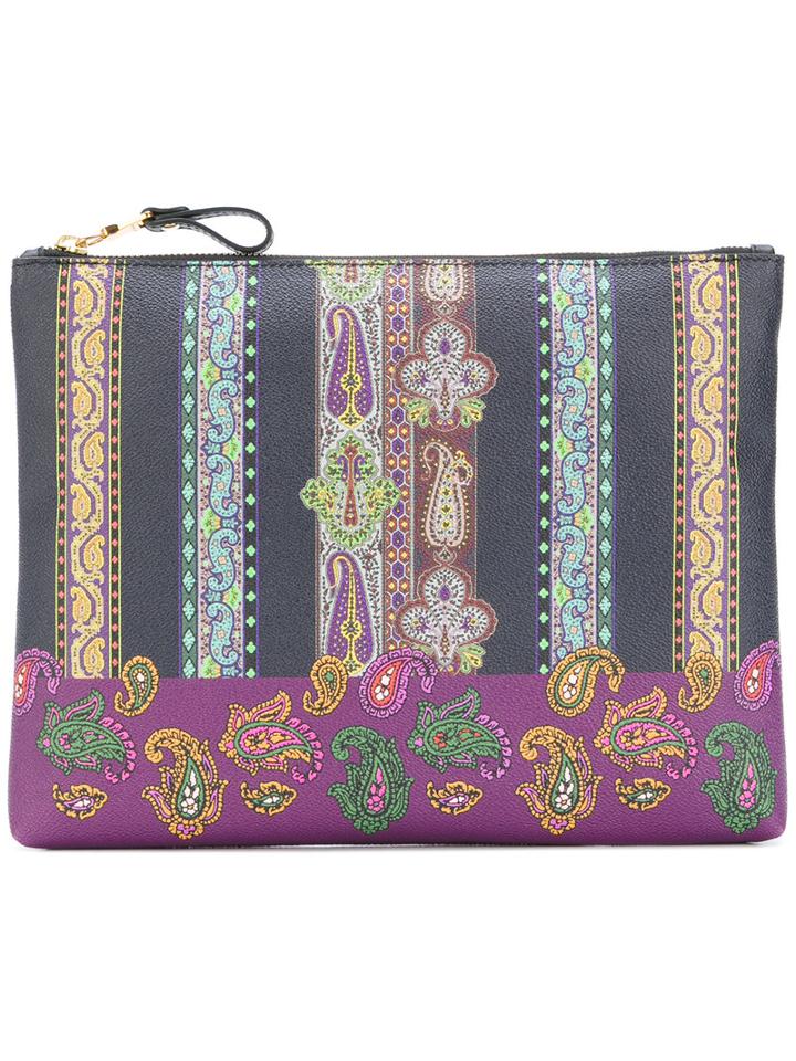 Etro - Paisley Print Clutch - Women - Cotton/polyester/pvc - One Size, Cotton/polyester/pvc