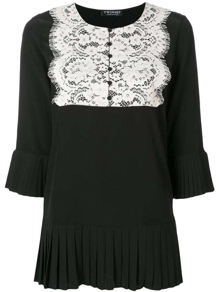 Twin-set Lace Bib Blouse - Black