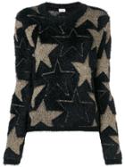 Saint Laurent Star Motif Textured Jumper - Black