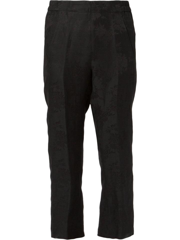 Ann Demeulemeester Jacquard Cropped Trousers - Black