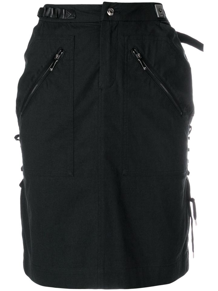 Christian Dior Vintage Strappy Eyelets Fitted Skirt - Black