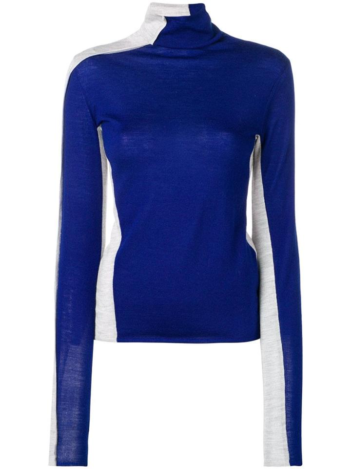 Joseph Bicolour Turtleneck Jumper - Blue