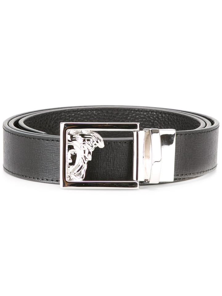 Versace Collection Stylised Buckle Belt, Men's, Size: 85, Black, Leather