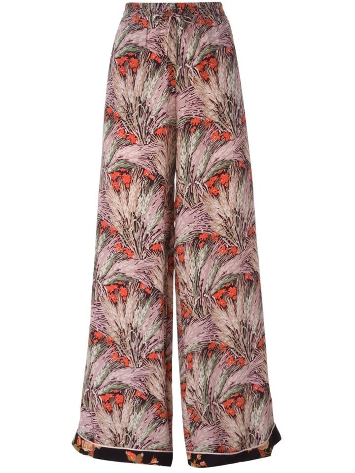 Valentino Floral Wide Leg Trousers, Women's, Size: S, Red, Silk