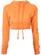 Greg Lauren - Cropped Drawstring Hoodie - Women - Cotton - 2, Yellow/orange, Cotton